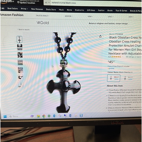 Natural crystal black obsidian cross necklace Amulet pendant with chain - Picture 10 of 10